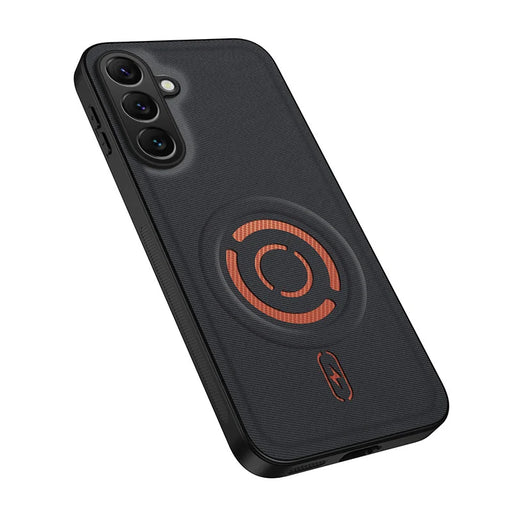 WANLONFENG for Samsung Galaxy A56 5G KJB Series Magnetic Case Tech Fabric Texture PC+TPU Shockproof Phone Cover - Black - 1