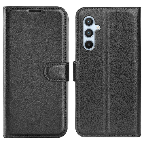 For Samsung Galaxy A54 5G Litchi Texture Anti-drop Cell Phone Cover PU Leather + TPU Folio Flip Magnetic Clasp Stand Wallet Phone Case - Black - 1