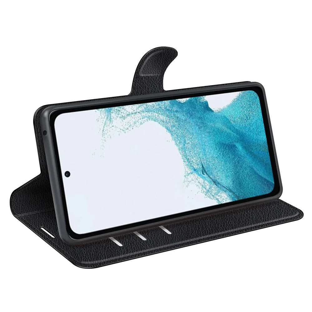 For Samsung Galaxy A54 5G Litchi Texture Anti-drop Cell Phone Cover PU Leather + TPU Folio Flip Magnetic Clasp Stand Wallet Phone Case - Black - 3