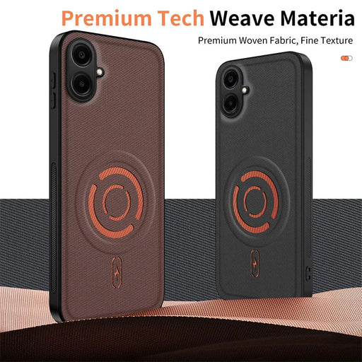 WANLONFENG for Samsung Galaxy A06 4G KJB Series Magnetic Case Tech Fabric Texture PC+TPU Shockproof Phone Cover - Black - 2