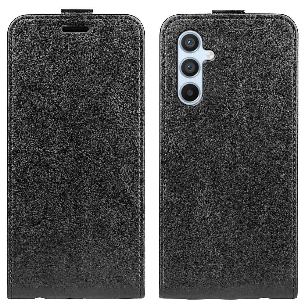 Anti-scratch Cell Phone Cover For Samsung Galaxy A54 5G Vertical Flip Crazy Horse Texture PU Leather Magnetic Clasp Phone Case Card Holder - Black - 1