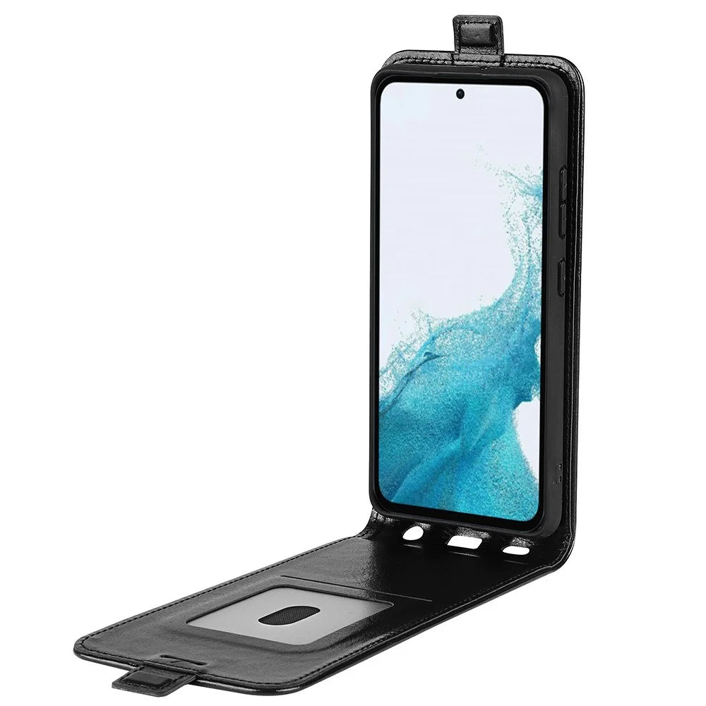 Anti-scratch Cell Phone Cover For Samsung Galaxy A54 5G Vertical Flip Crazy Horse Texture PU Leather Magnetic Clasp Phone Case Card Holder - Black - 2