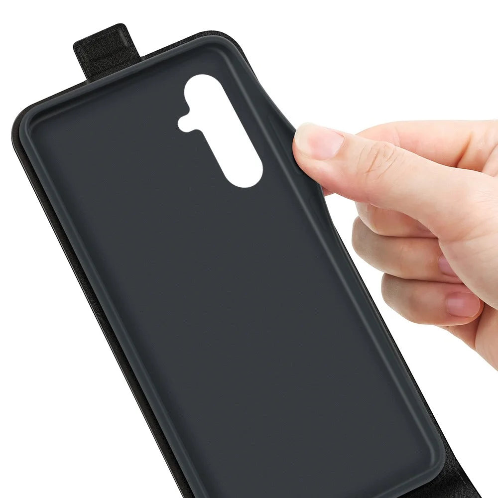 Anti-scratch Cell Phone Cover For Samsung Galaxy A54 5G Vertical Flip Crazy Horse Texture PU Leather Magnetic Clasp Phone Case Card Holder - Black - 3