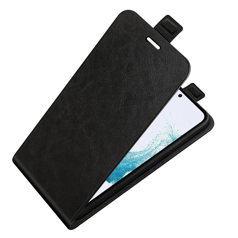 Anti-scratch Cell Phone Cover For Samsung Galaxy A54 5G Vertical Flip Crazy Horse Texture PU Leather Magnetic Clasp Phone Case Card Holder - Black - 4