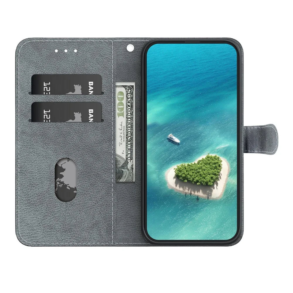 For Samsung Galaxy A57 5G Case Pattern Printing PU Leather Wallet Flip Stand Phone Cover with Wrist Strap - Leopard-Print Star Bow - 2