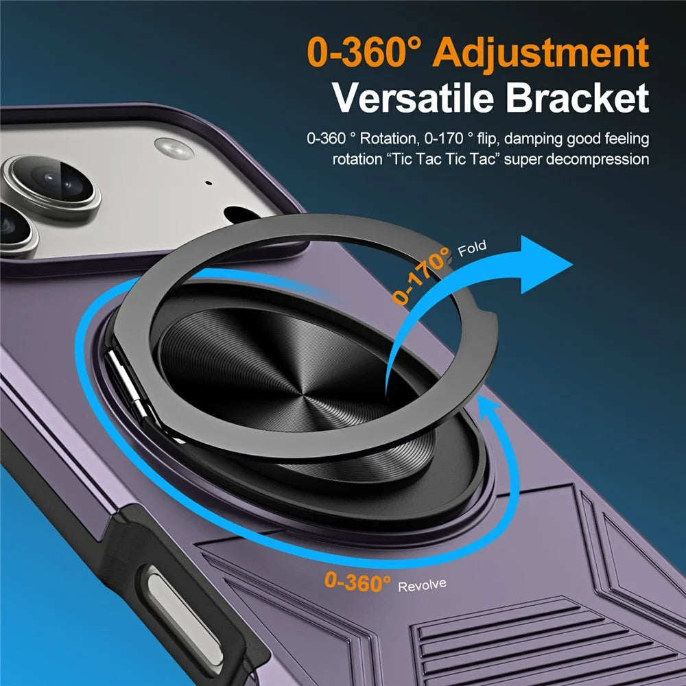 For iPhone 18 Pro / 17 Pro Case Ring Kickstand Reinforced Corners TPU + PC Shockproof Protective Cover - Purple - 2