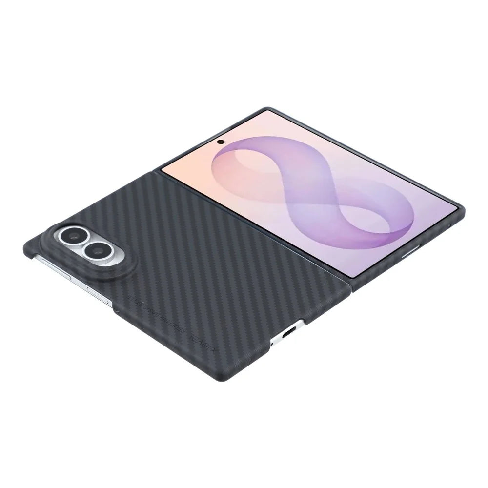 X-LEVEL For Samsung Galaxy Z Fold8 Case Carbon Fiber Texture Hard PC Phone Cover Anti Shock - Black - 4