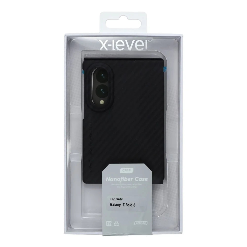 X-LEVEL For Samsung Galaxy Z Fold8 Case Carbon Fiber Texture Hard PC Phone Cover Anti Shock - Black - 6