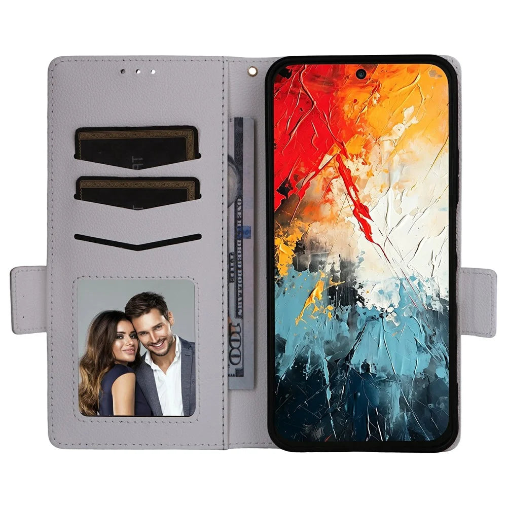 For TCL K70 Nxtpaper 5G Case Litchi Texture Wallet Leather Phone Cover with Wrist Strap - White - 2