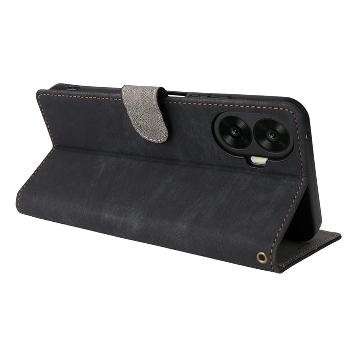 Wallet Case for TCL K70 Nxtpaper 5G RFID Blocking PU Leather Phone Cover Stand with Strap - Black - 4