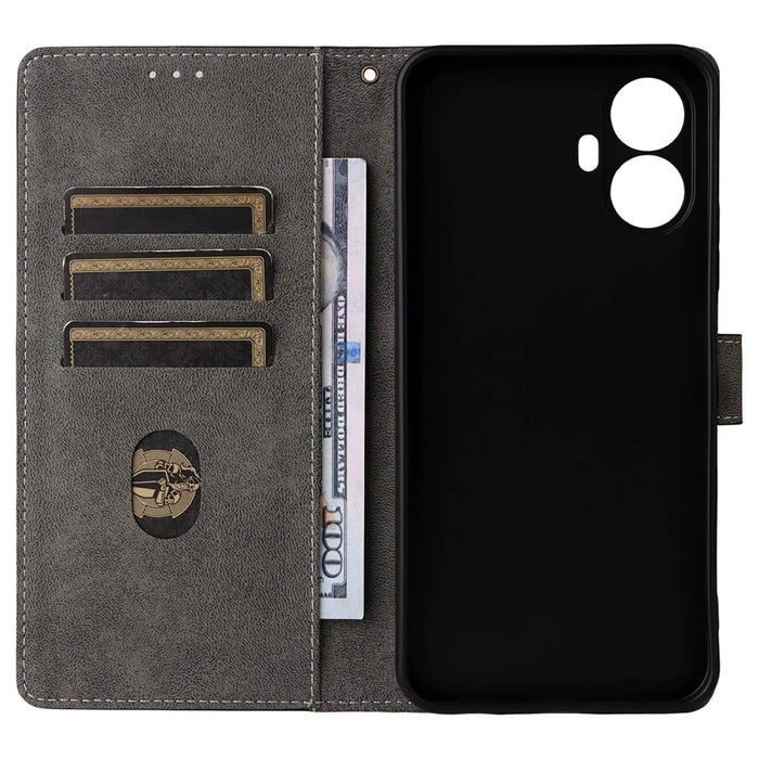 Wallet Case for TCL K70 Nxtpaper 5G RFID Blocking PU Leather Phone Cover Stand with Strap - Black - 5