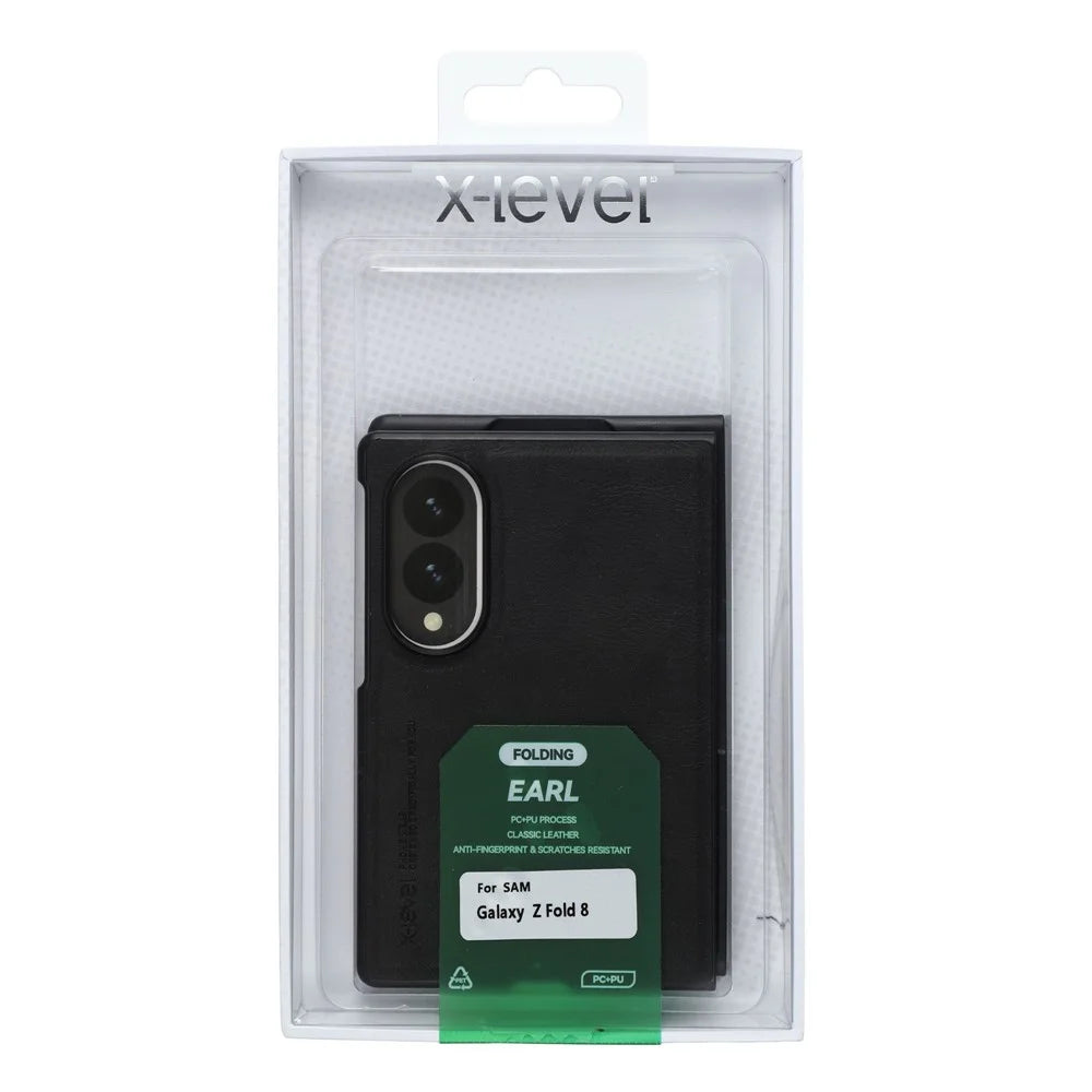 X-LEVEL Bojue-3 Series For Samsung Galaxy Z Fold8 Case Leather Coated PC + TPU Phone Back Cover - Black - 6