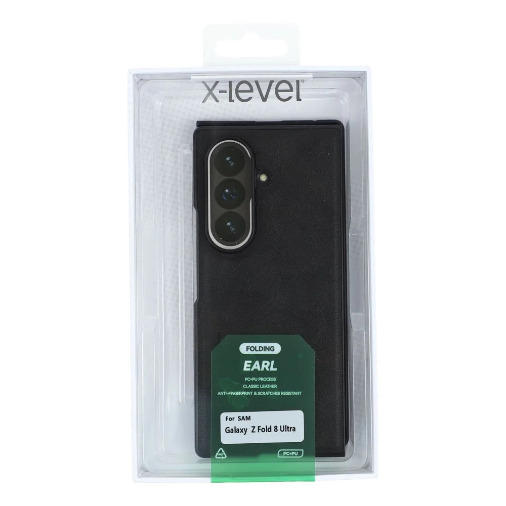 X-LEVEL Bojue-3 Series For Samsung Galaxy Z Fold8 Ultra Case Leather Coated PC + TPU Phone Back Cover - Black - 7