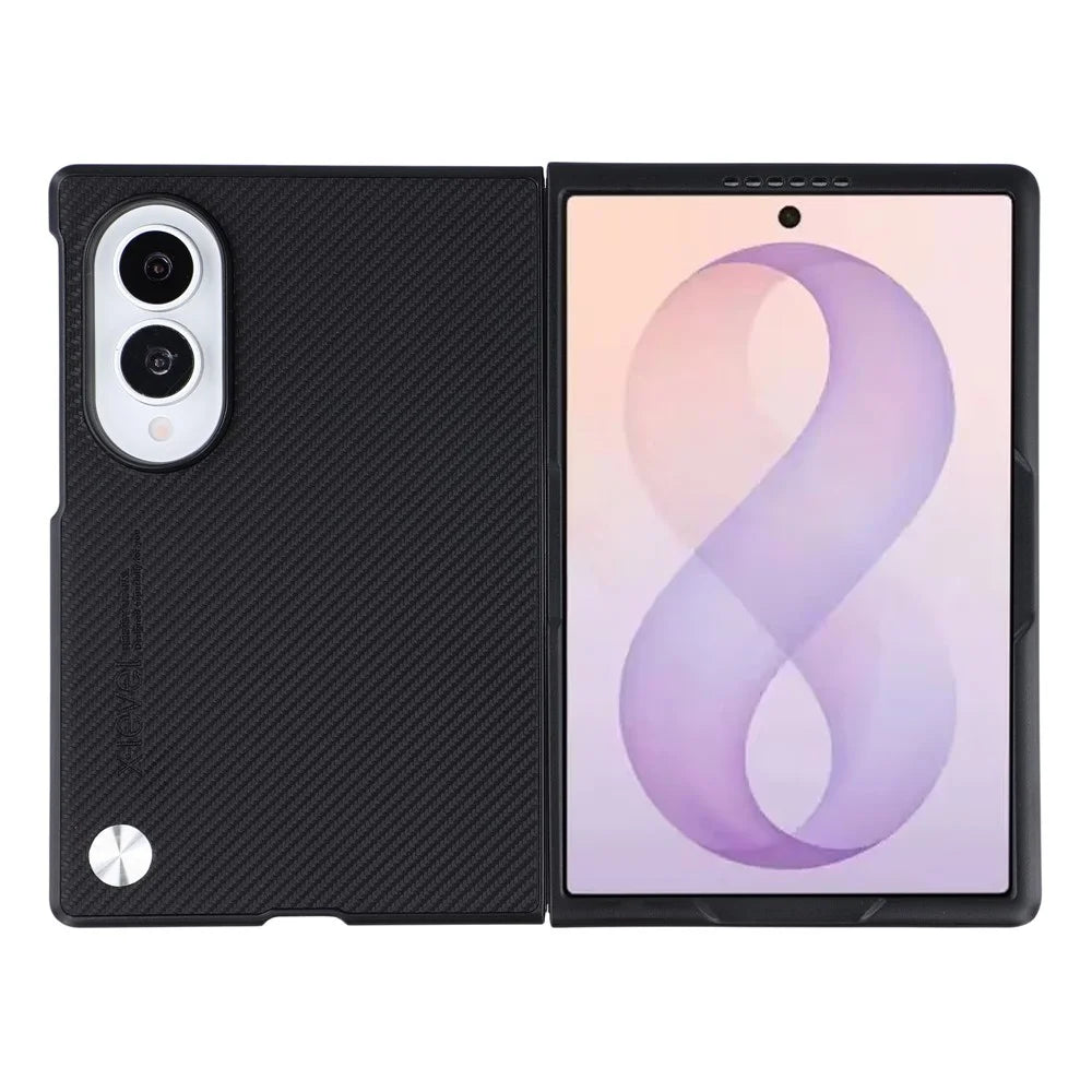 X-LEVEL For Samsung Galaxy Z Fold8 Case Carbon Fiber Texture PU Leather + PC Phone Cover - Black - 1