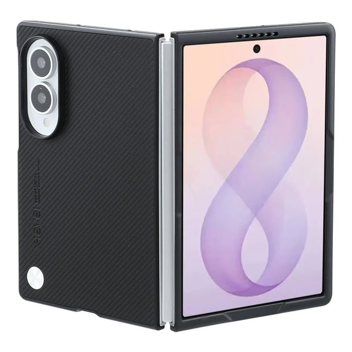 X-LEVEL For Samsung Galaxy Z Fold8 Case Carbon Fiber Texture PU Leather + PC Phone Cover - Black - 2