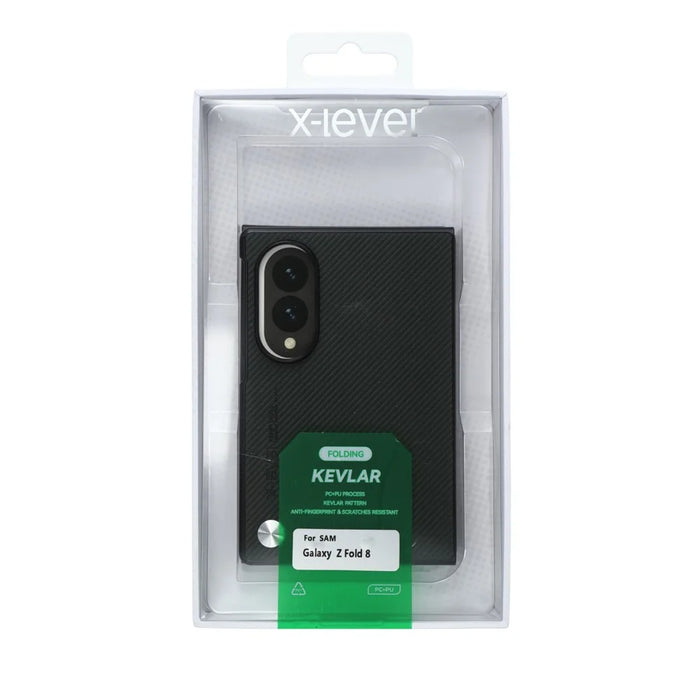 X-LEVEL For Samsung Galaxy Z Fold8 Case Carbon Fiber Texture PU Leather + PC Phone Cover - Black - 6