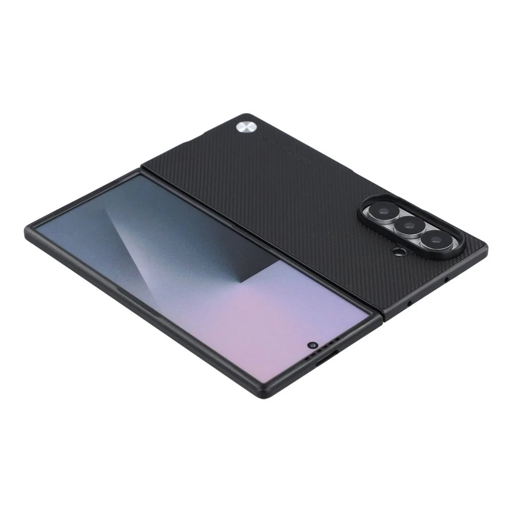 X-LEVEL For Samsung Galaxy Z Fold8 Ultra Case Carbon Fiber Texture PU Leather + PC Phone Cover - Black - 5