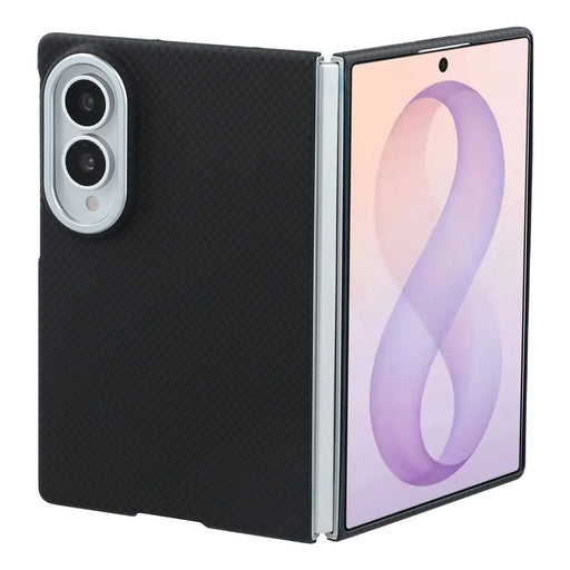X-LEVEL For Samsung Galaxy Z Fold8 Magnetic Case Carbon Nanofiber + Metal Lens Frame Phone Cover - Black - 2