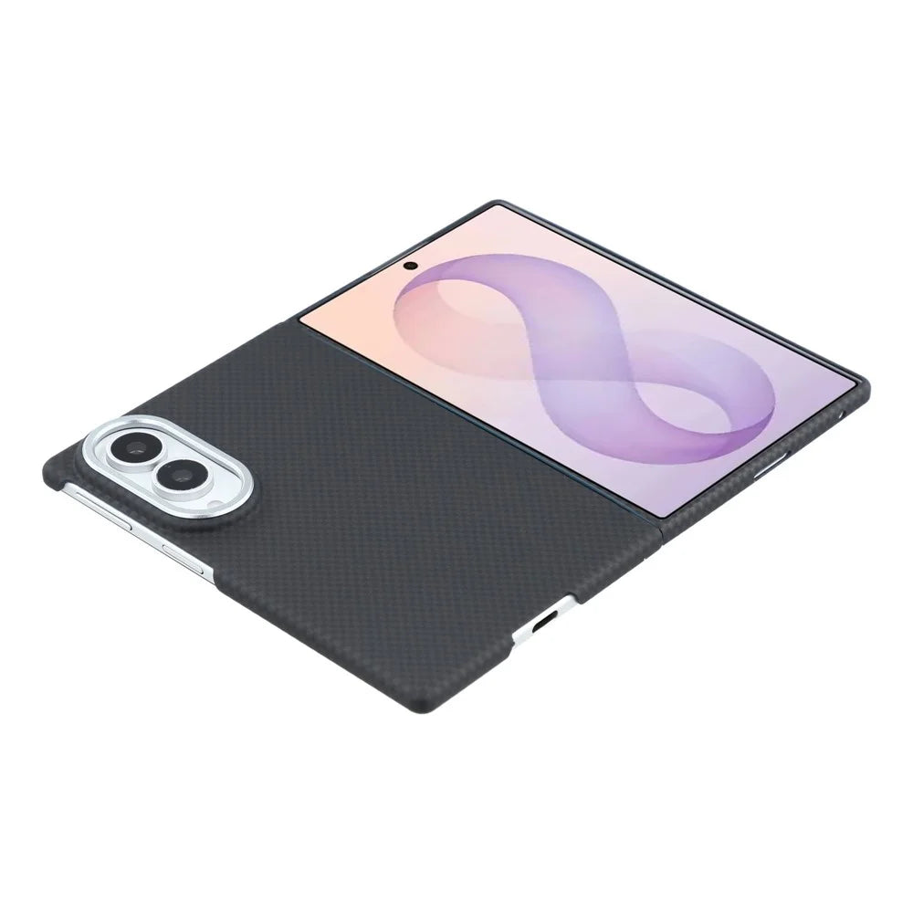 X-LEVEL For Samsung Galaxy Z Fold8 Magnetic Case Carbon Nanofiber + Metal Lens Frame Phone Cover - Black - 5