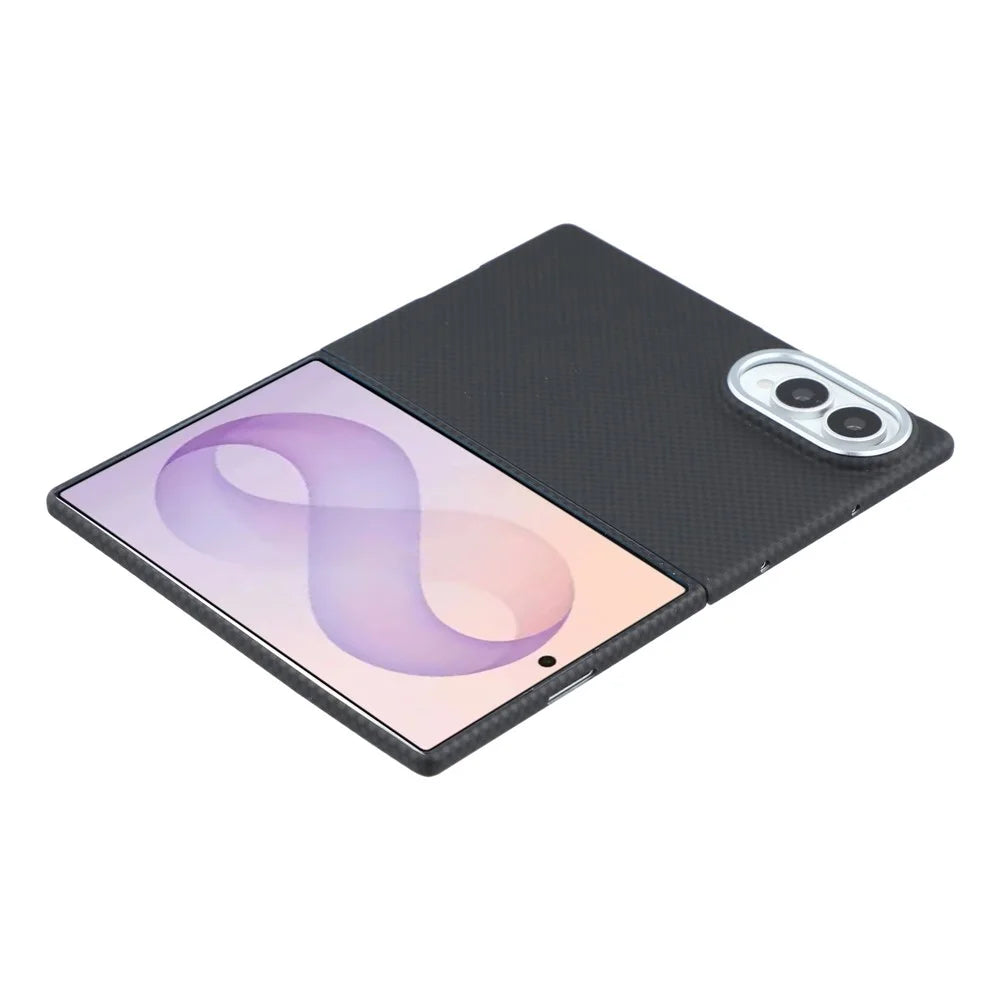 X-LEVEL For Samsung Galaxy Z Fold8 Magnetic Case Carbon Nanofiber + Metal Lens Frame Phone Cover - Black - 6