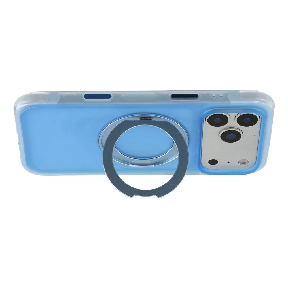 JAUCASE for iPhone 18 Pro / 17 Pro Case Magnetic Kickstand Wave Texture PC + TPU Airbag Corner Protection Phone Cover with Camera Control Button - Transparent Blue - 4