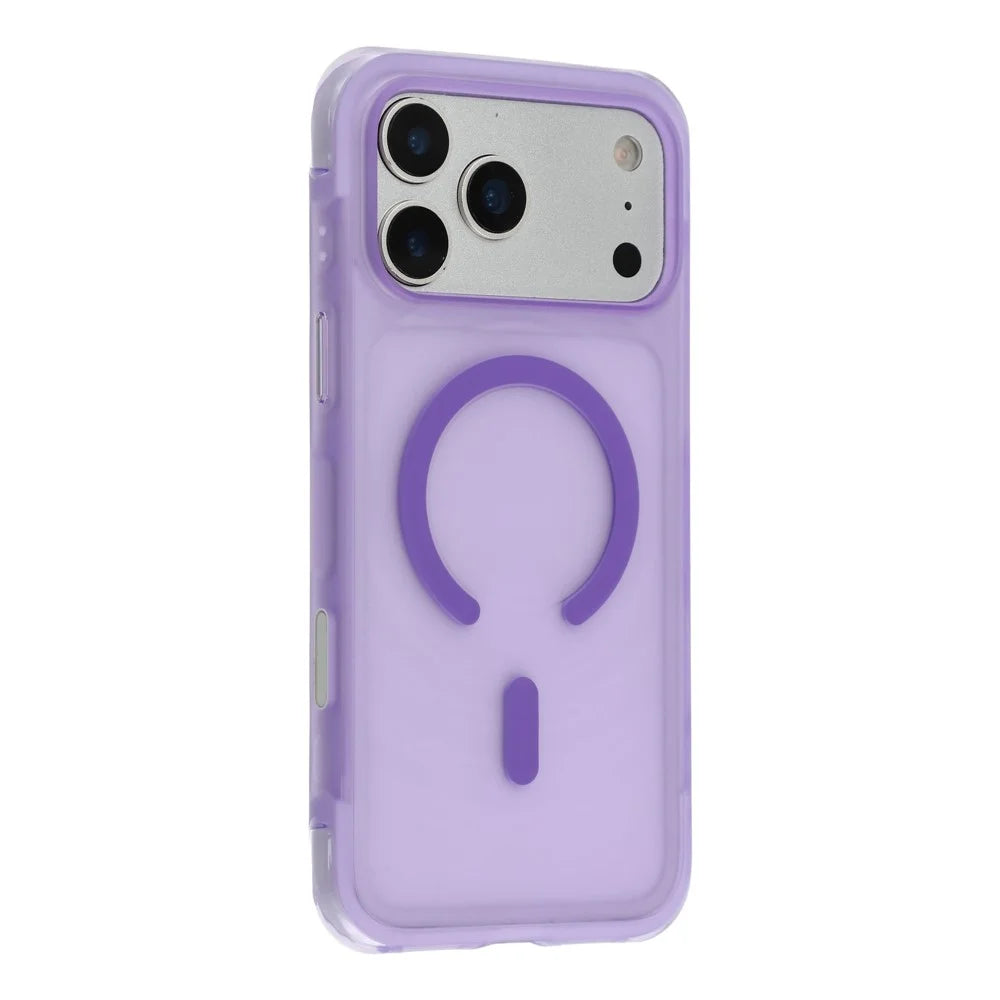 JAUCASE For iPhone 18 Pro Max / 17 Pro Max Magnetic Case Wave Texture PC + TPU Airbag Corner Protection Phone Cover with Camera Control Button - Transparent Purple - 1