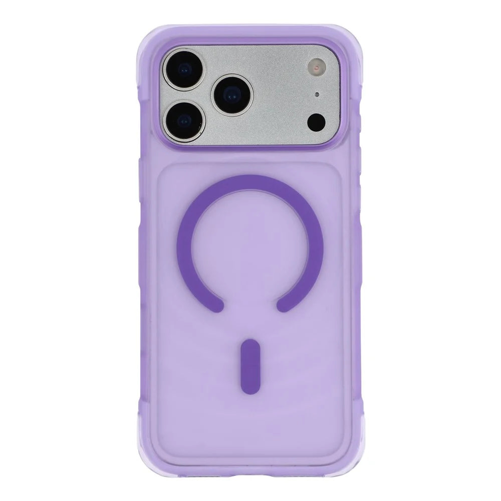 JAUCASE For iPhone 18 Pro Max / 17 Pro Max Magnetic Case Wave Texture PC + TPU Airbag Corner Protection Phone Cover with Camera Control Button - Transparent Purple - 2