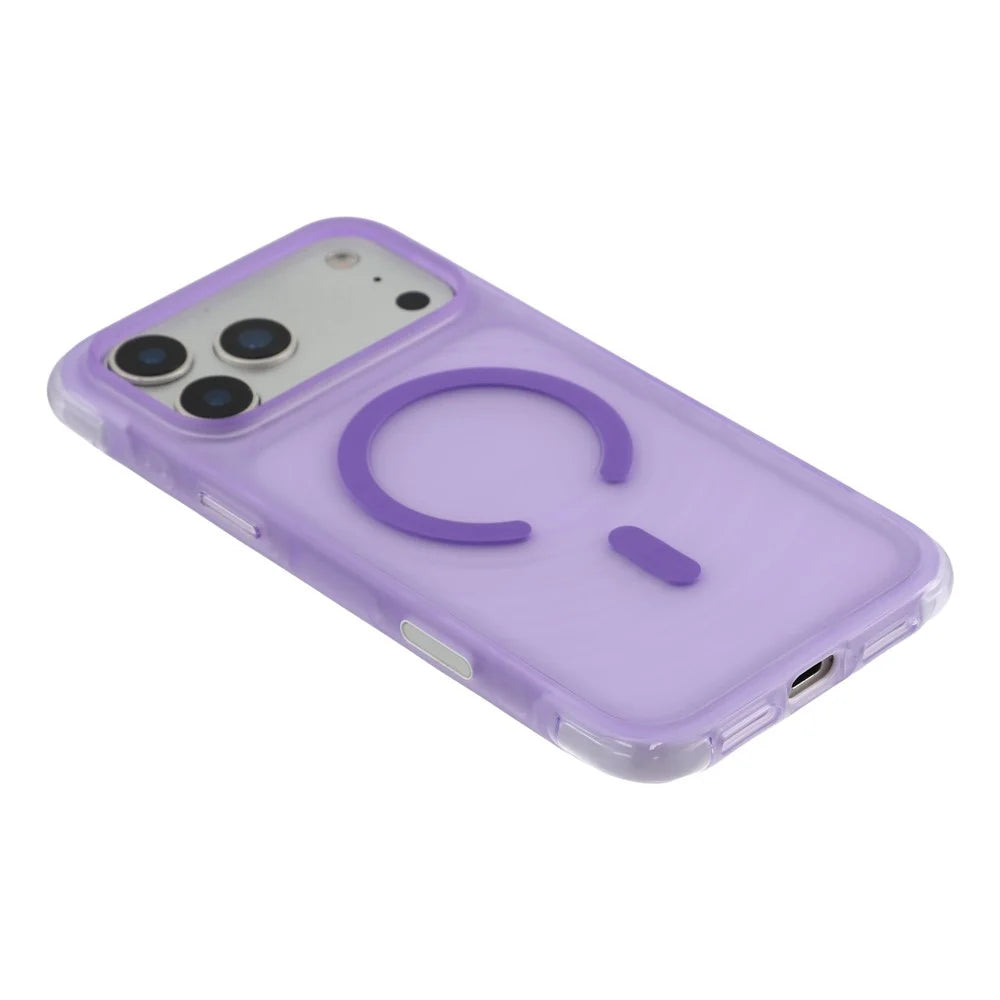 JAUCASE For iPhone 18 Pro Max / 17 Pro Max Magnetic Case Wave Texture PC + TPU Airbag Corner Protection Phone Cover with Camera Control Button - Transparent Purple - 4
