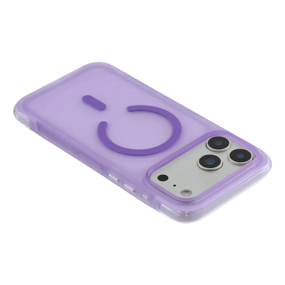 JAUCASE For iPhone 18 Pro Max / 17 Pro Max Magnetic Case Wave Texture PC + TPU Airbag Corner Protection Phone Cover with Camera Control Button - Transparent Purple - 5