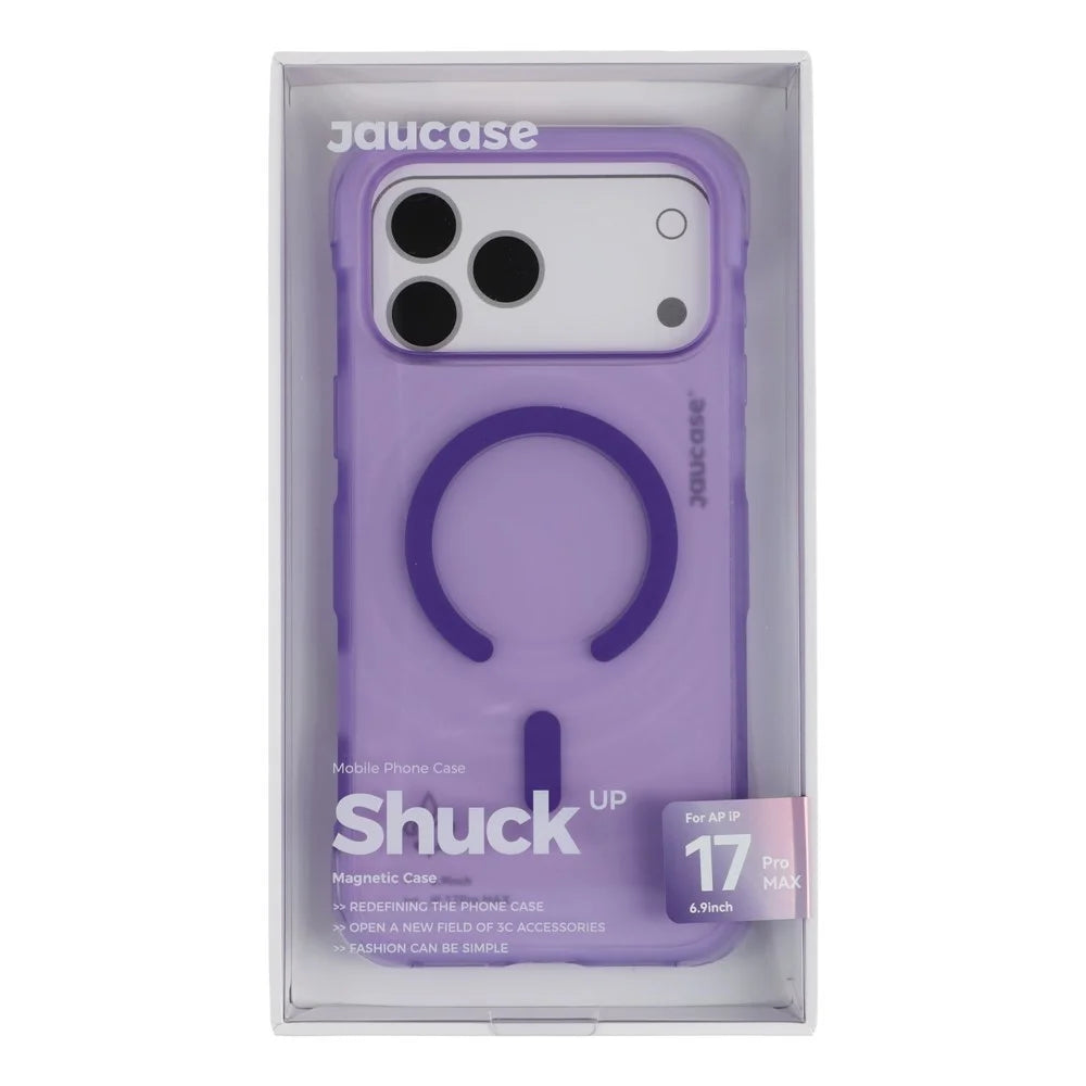 JAUCASE For iPhone 18 Pro / 17 Pro Magnetic Case Wave Texture PC + TPU Airbag Corner Protection Phone Cover with Camera Control Button - Transparent Purple - 7