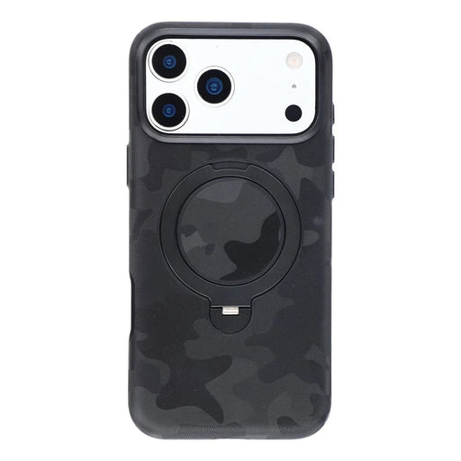 JAUCASE for iPhone 18 Pro Max / 17 Pro Max Case Magnetic Rotating Kickstand Camouflage Pattern PC + TPU Phone Cover - Black - 1