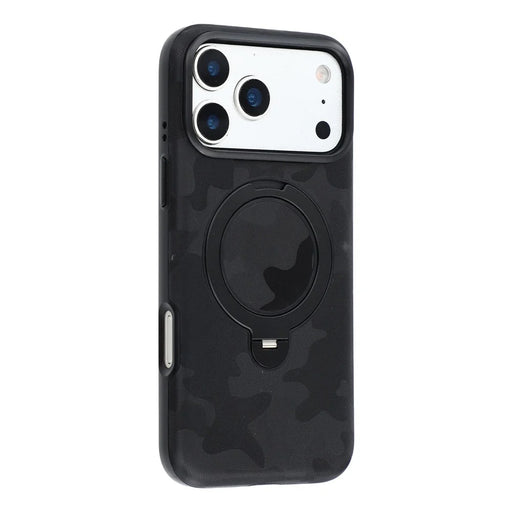 JAUCASE for iPhone 18 Pro Max / 17 Pro Max Case Magnetic Rotating Kickstand Camouflage Pattern PC + TPU Phone Cover - Black - 2