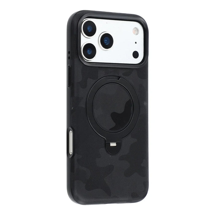JAUCASE for iPhone 18 Pro Max / 17 Pro Max Case Magnetic Rotating Kickstand Camouflage Pattern PC + TPU Phone Cover - Black - 2