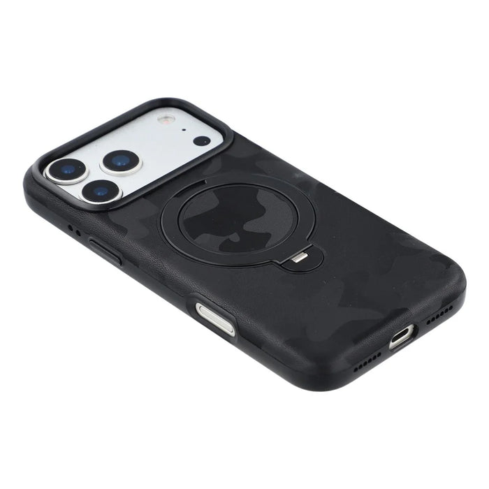 JAUCASE for iPhone 18 Pro Max / 17 Pro Max Case Magnetic Rotating Kickstand Camouflage Pattern PC + TPU Phone Cover - Black - 4