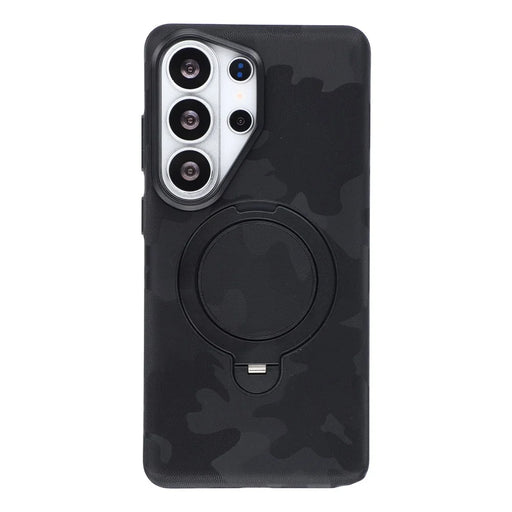 JAUCASE for Samsung Galaxy S26 Ultra Case Magnetic Rotating Kickstand Camouflage Pattern PC + TPU Phone Cover - Black - 1