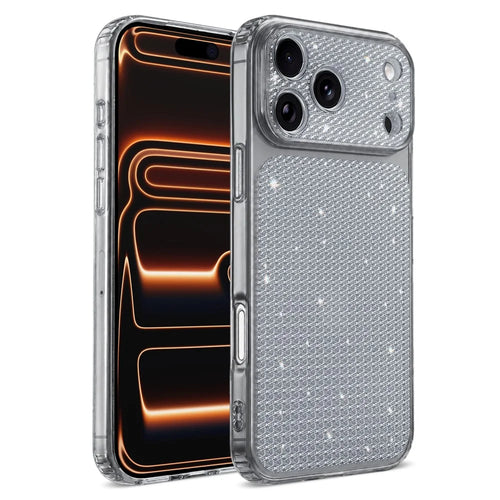 For iPhone 17 Pro TPU Case Diamond Texture Glitter Shockproof Phone Cover with Airbag Corner - Black - 1