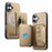 For iPhone 17 Magnetic Case PU Leather + PC + TPU Anti-Scratch Back Cover with Detachable Card Holder - Black - Khaki - 3