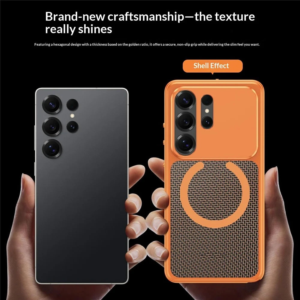 For Samsung Galaxy S24 Ultra Magnetic Case Heat Dissipation Snap-On Metal + PC Phone Cover - Titanium Silver - 4