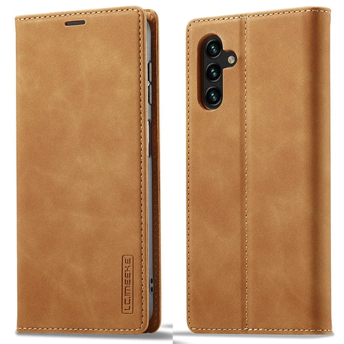 LC.IMEEKE Cell Phone Cover For Samsung Galaxy A54 5G, PU Leather Stand Flip Folio Wallet Case Magnetic Absorption Phone Shell - Brown - 1