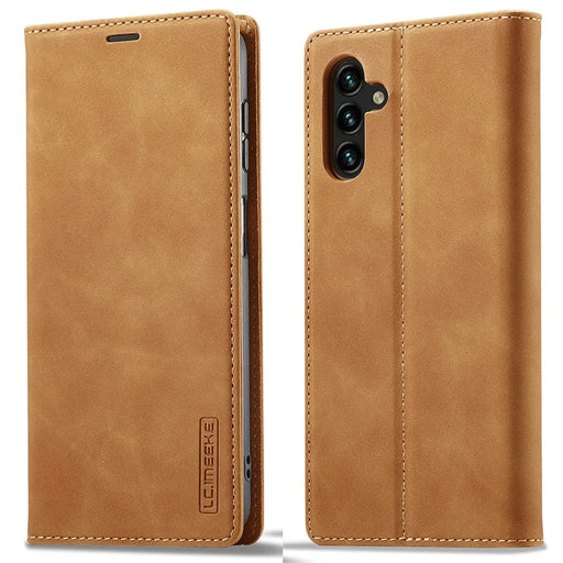 LC.IMEEKE Cell Phone Cover For Samsung Galaxy A54 5G, PU Leather Stand Flip Folio Wallet Case Magnetic Absorption Phone Shell - Brown - 1