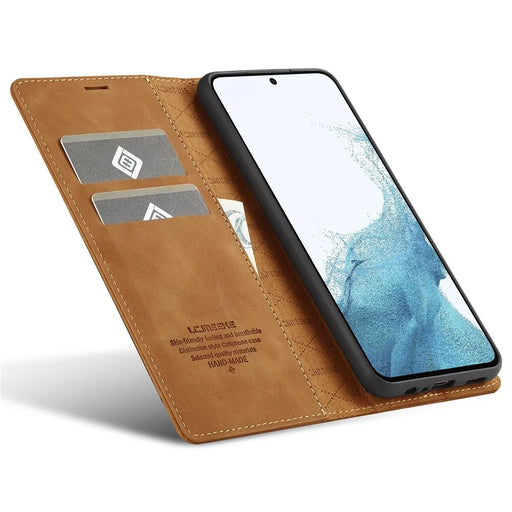 LC.IMEEKE Cell Phone Cover For Samsung Galaxy A54 5G, PU Leather Stand Flip Folio Wallet Case Magnetic Absorption Phone Shell - Brown - 2