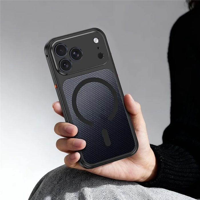 For iPhone 18 Pro Max / 17 Pro Max Magnetic Case Heat Dissipation Snap-On Metal + PC Phone Cover - Titanium Orange - 4