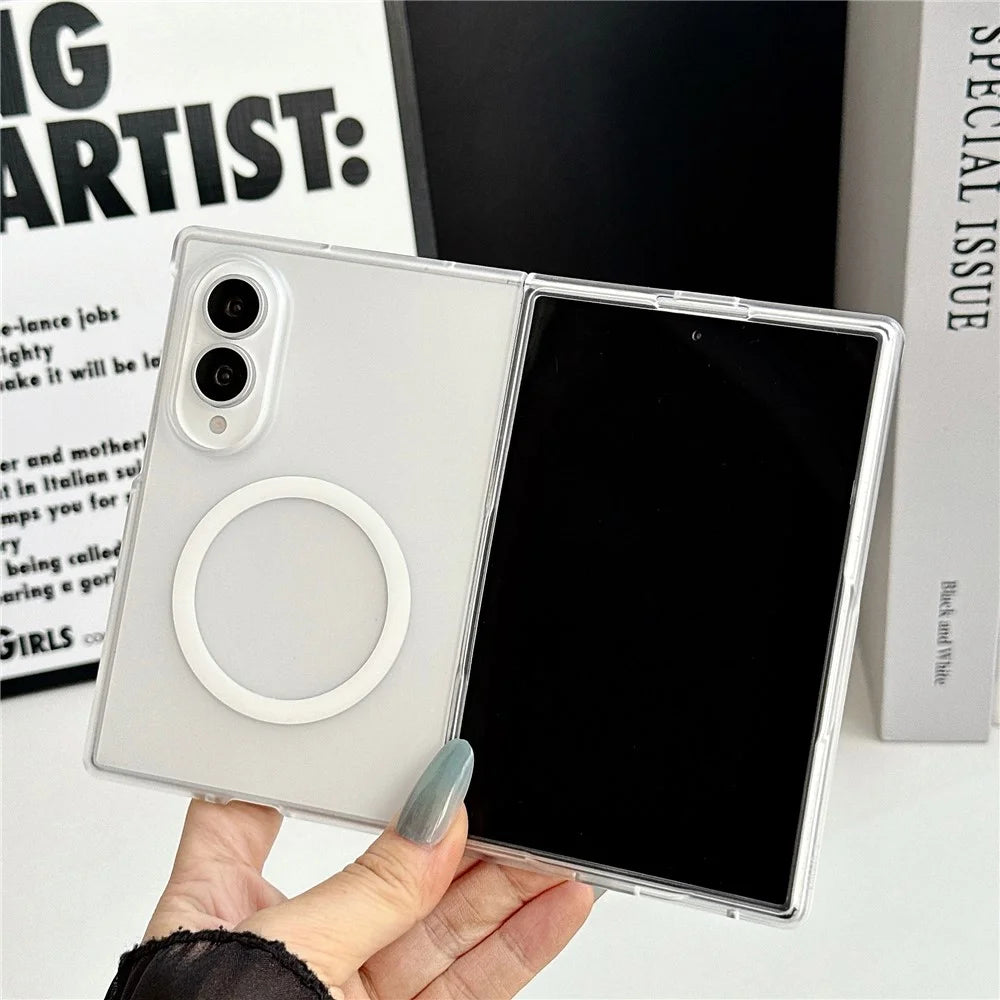 For Samsung Galaxy Z Fold8 Magnetic Case Matte Transparent TPU + PC Shockproof Cover - White - 2