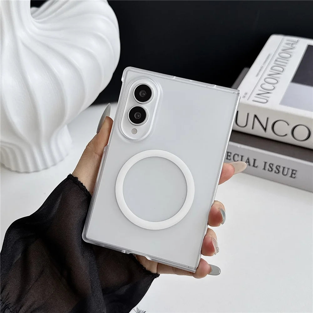 For Samsung Galaxy Z Fold8 Magnetic Case Matte Transparent TPU + PC Shockproof Cover - White - 3