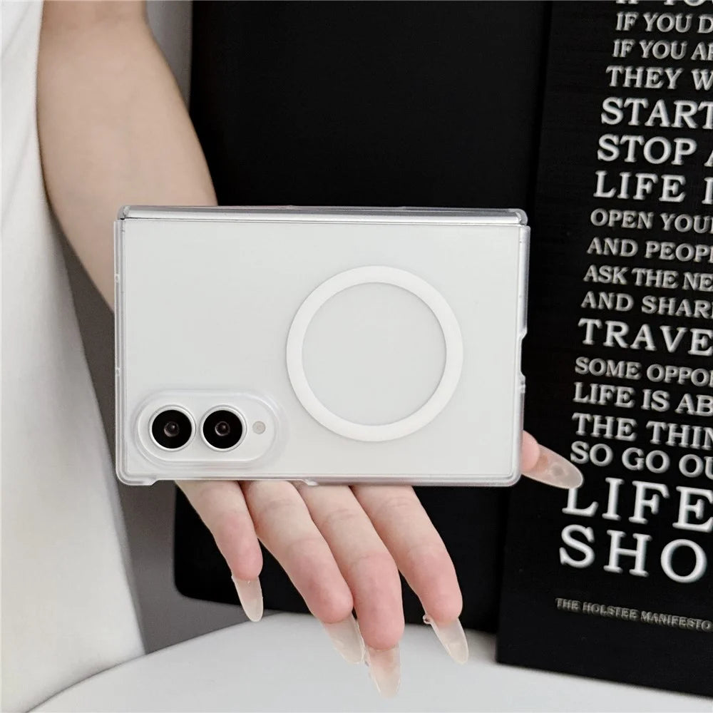 For Samsung Galaxy Z Fold8 Magnetic Case Matte Transparent TPU + PC Shockproof Cover - White - 4