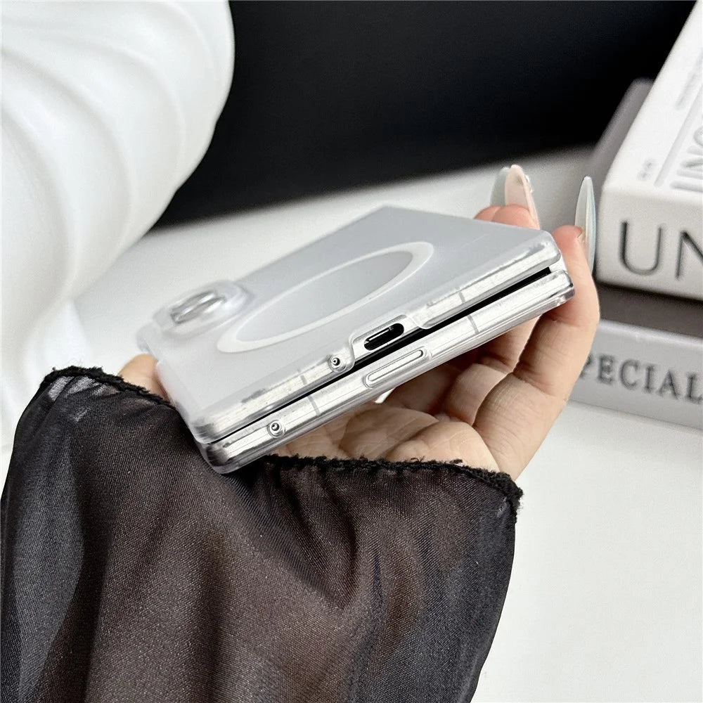 For Samsung Galaxy Z Fold8 Magnetic Case Matte Transparent TPU + PC Shockproof Cover - White - 5