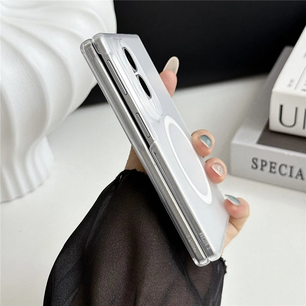 For Samsung Galaxy Z Fold8 Magnetic Case Matte Transparent TPU + PC Shockproof Cover - White - 6