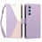 For Samsung Galaxy A55 5G Case Color Stitching RFID Blocking Wallet Flip Leather Phone Cover with Wrist Strap - Light Purple - 1