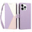 For iPhone 15 Pro Max Case Color Stitching RFID Blocking Wallet Flip Leather Phone Cover with Wrist Strap - Light Purple - 1