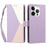 For iPhone 16 Pro Max Case Color Stitching RFID Blocking Wallet Flip Leather Phone Cover with Wrist Strap - Light Purple - 1